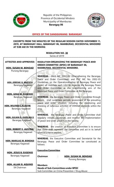 bpops plan resolution|BRGY. 6 RESOLUTION NO. 30 Series of 2019 BARANGAY .